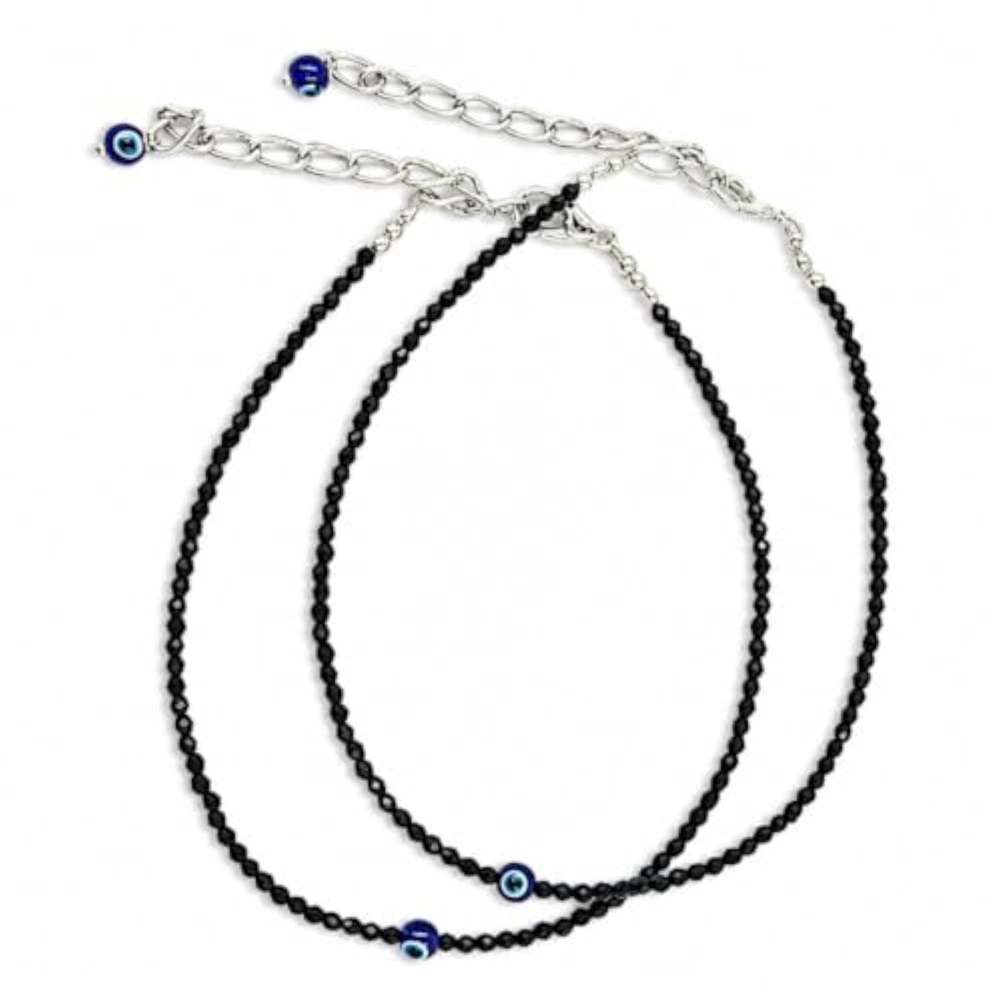 Raw Pyrite & Garnet Evil Eye Anklet, Healing Crystal